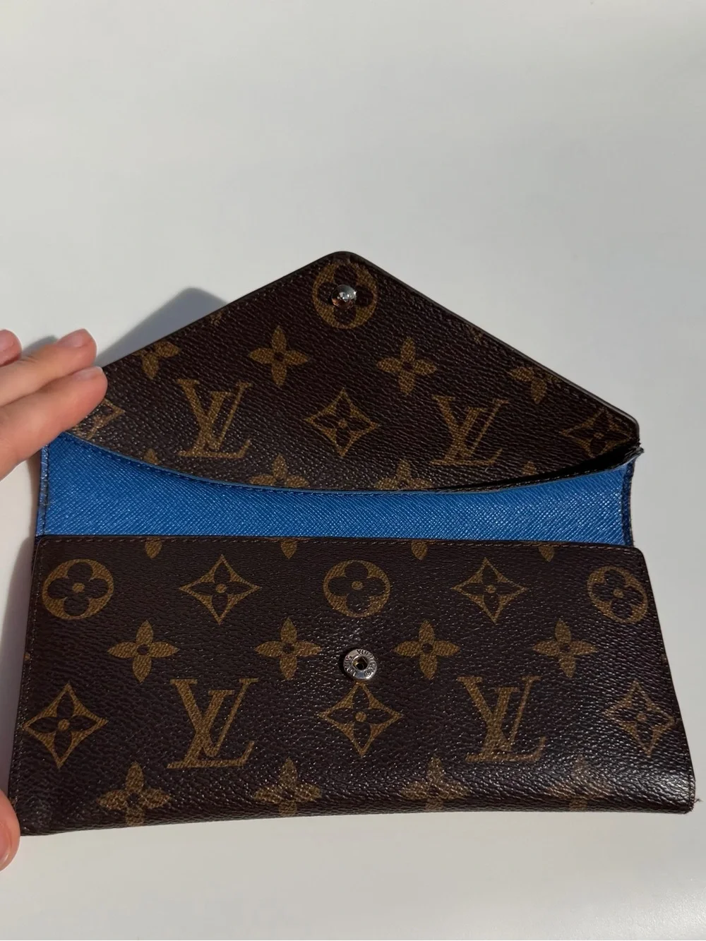 Louis Vuitton Sarah Wallet Monogram Canvas Blue - Authentic Made in France Y2K